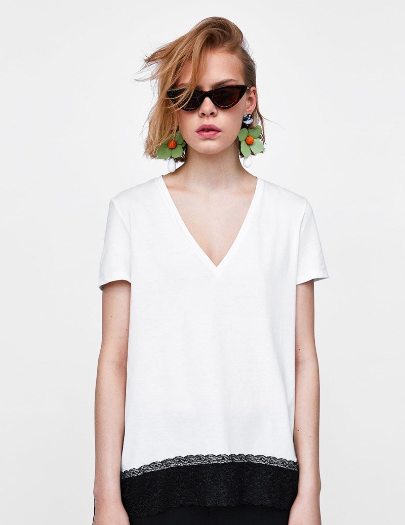 T-Shirt with Matching Lace Appliques