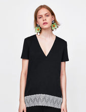 Load image into Gallery viewer, T-Shirt with Matching Lace Appliques
